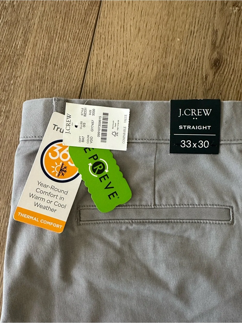 J. Crew Straight Chinos in Light Gray 33x30